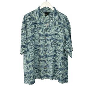 Royal Robbins sea blue and green linen blend Hawaiian shirt - XXL